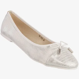 Baleriny Damskie Buty Na Wiosnę Lato Z Kokardką Skórzana Wkładka Srebrne Goodin GD-1010 39 Srebrny - Baleriny Baleriny Damskie Buty Na Wiosnę Lato Z Kokardką Skórzana Wkładka Srebrne Goodin GD-1010 39 Srebrny - Baleriny - miniaturka - grafika 1