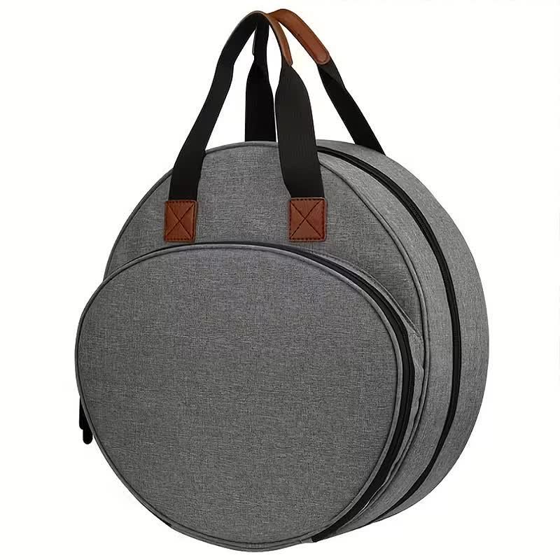 Okrągła torba dziewiarska na tamborki, włóczki i akcesoria 32x32cm szara