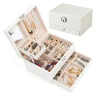 Biżuteria - akcesoria - Lilienne Szkatułka na biżuterię z szufladą i lusterkiem ecru ORGBIZSP01153-2 - miniaturka - grafika 1