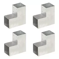 Akcesoria do ogrodzeń - vidaXL Łączniki do słupków w kształcie L, 4 szt., metalowe, 101x101 mm - miniaturka - grafika 1