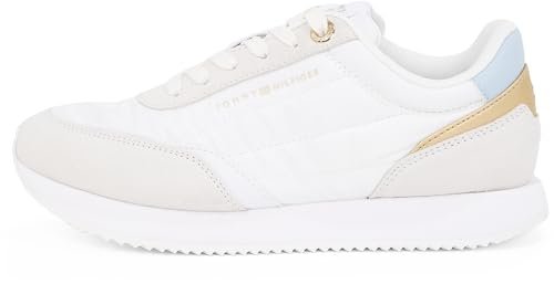 TOMMY HILFIGER Damska koszulka ESSENTIAL RUNNER Low Top, BIAŁY (biały/niebieski Breezy), 4 UK, Biały Biały Breezy Blue, 37 EU