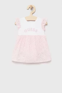 Sukienki - Guess sukienka dziecięca kolor różowy mini rozkloszowana - grafika 1