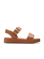 Sandały damskie - Clarks Skórzane sneakersy "Alda Strap" w kolorze jasnobrązowym - miniaturka - grafika 1