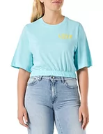 Koszulki i topy damskie - Love Moschino Women's Cropped top T-Shirt, Turquoise, 44, turkusowy, 44 - miniaturka - grafika 1