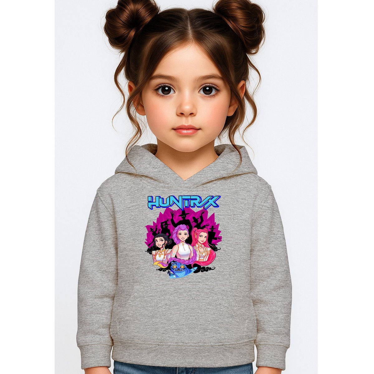 BLUZA DZIECIĘCA KPOP DEMON HUNTERS HUNTRIX 122-128 Z KAPTUREM BAWEŁNIANA