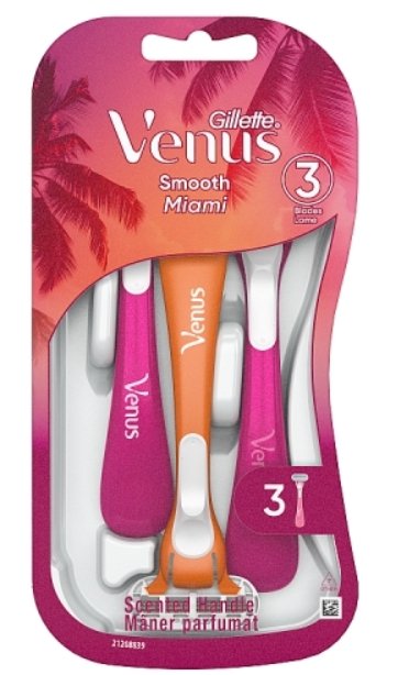 Gillette Venus Smooth Miami Vibes, Maszynki do golenia, 3 szt.