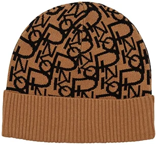 PINKO Damski Frappiert 1 czapka Jacquard Mon nauszniki, CZ3_Camello/czarny, rozmiar uniwersalny - Czapki damskie - miniaturka - grafika 1