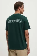 Koszulki męskie - Superdry t-shirt bawełniany męski kolor zielony z nadrukiem M1012032A-27E - miniaturka - grafika 1