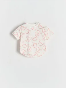 Reserved - T-shirt z asymetrycznym dołem - złamana biel - Bluzki dla niemowląt - miniaturka - grafika 1