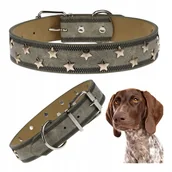 Obroże dla psów - Obroża dla psa EKO SKÓRA z GWIAZDKAMI ozdobna klasyczna nie obciera L - miniaturka - grafika 1