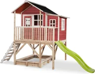 Place zabaw - Exit Domek drewniany dla dzieci ze zjeżdżalnią Loft 550 - czerwony - miniaturka - grafika 1