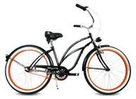 Rowery - Rower miejski damski Cruiser 28 PUMPKIN SPICE czarny mat pomarańczowy - miniaturka - grafika 1