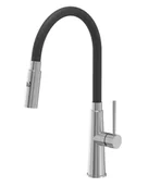 Baterie kuchenne - Quadron POP Bateria zlewozmywakowa stalowa GINA STEELQ z elastyczną czarną wylewką i funkcją prysznica - miniaturka - grafika 1