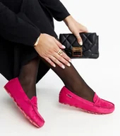 Mokasyny damskie - Ciemnoróżowe zamszowe mokasyny Nafisah-36 - miniaturka - grafika 1