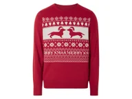 Swetry męskie - LIVERGY® Sweter świąteczny męski z dzianiny (XL(56/58), Czerwony) - miniaturka - grafika 1
