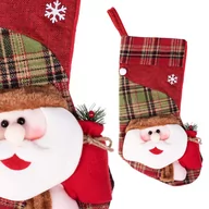 Ozdoby bożonarodzeniowe - Skarpeta świąteczna na prezenty 42 cm Mikołaj czerwony - miniaturka - grafika 1