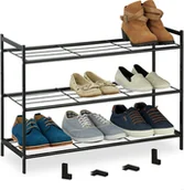 Szafki na buty - relaxdays Rozszerzalny stojak na buty 3 poziomy - miniaturka - grafika 1
