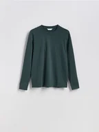 Koszulki męskie - Reserved - Longsleeve regular - ciemnozielony - miniaturka - grafika 1