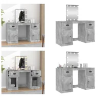 Toaletki - vidaXL Toaletka z oświetleniem LED betonowa szara 130x50x132,5 cm - Toaletka - Stolik do makijażu - Stolik kosmetyczny - Toaletka - miniaturka - grafika 1