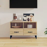Szafki RTV - Lumarko Szafka pod telewizor, dąb sonoma, 80x36x50 cm - miniaturka - grafika 1