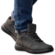 Botki męskie - Buty Botki Trapery Wysokie Szare Ocieplane Na Jesień Na Zimę Wygodne Lekkie Za Kostkę Męskie 40 - miniaturka - grafika 1