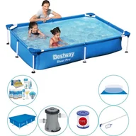Baseny ogrodowe - Basen prostokątny Bestway Steel Pro 221x150x43 cm - Basen plus akcesoria - miniaturka - grafika 1