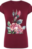Koszulki i topy damskie - Roża Damski Modny Kolorowy T-Shirt Nadruk Rozm.XXL - miniaturka - grafika 1