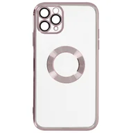 Etui i futerały do telefonów - IPhone 11 Pro Max Silikonowe etui Ochrona aparatu Różowy chromowany kontur - miniaturka - grafika 1