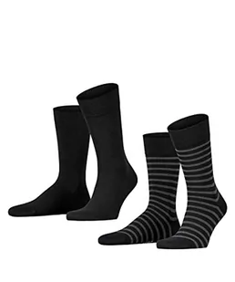 ESPRIT Mężczyźni Skarpety Fine Stripe 2-Pack M SO Bawełna z wzorem 2 Pak, Czarny (Black 3000), 43-46 - Skarpetki męskie - miniaturka - grafika 1