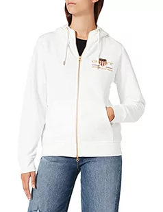 GANT Damska bluza z kapturem Archive Shield z zamkiem błyskawicznym, Skorupa jajka, L - Bluzy damskie - miniaturka - grafika 1