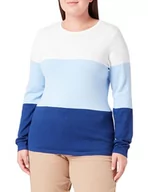 Swetry damskie - Jalene Damski sweter z delikatnej dzianiny z paskami blokowymi 15426486-JA03, granatowo-biały, XL/XXL, granatowy, biały, XL-XXL - miniaturka - grafika 1