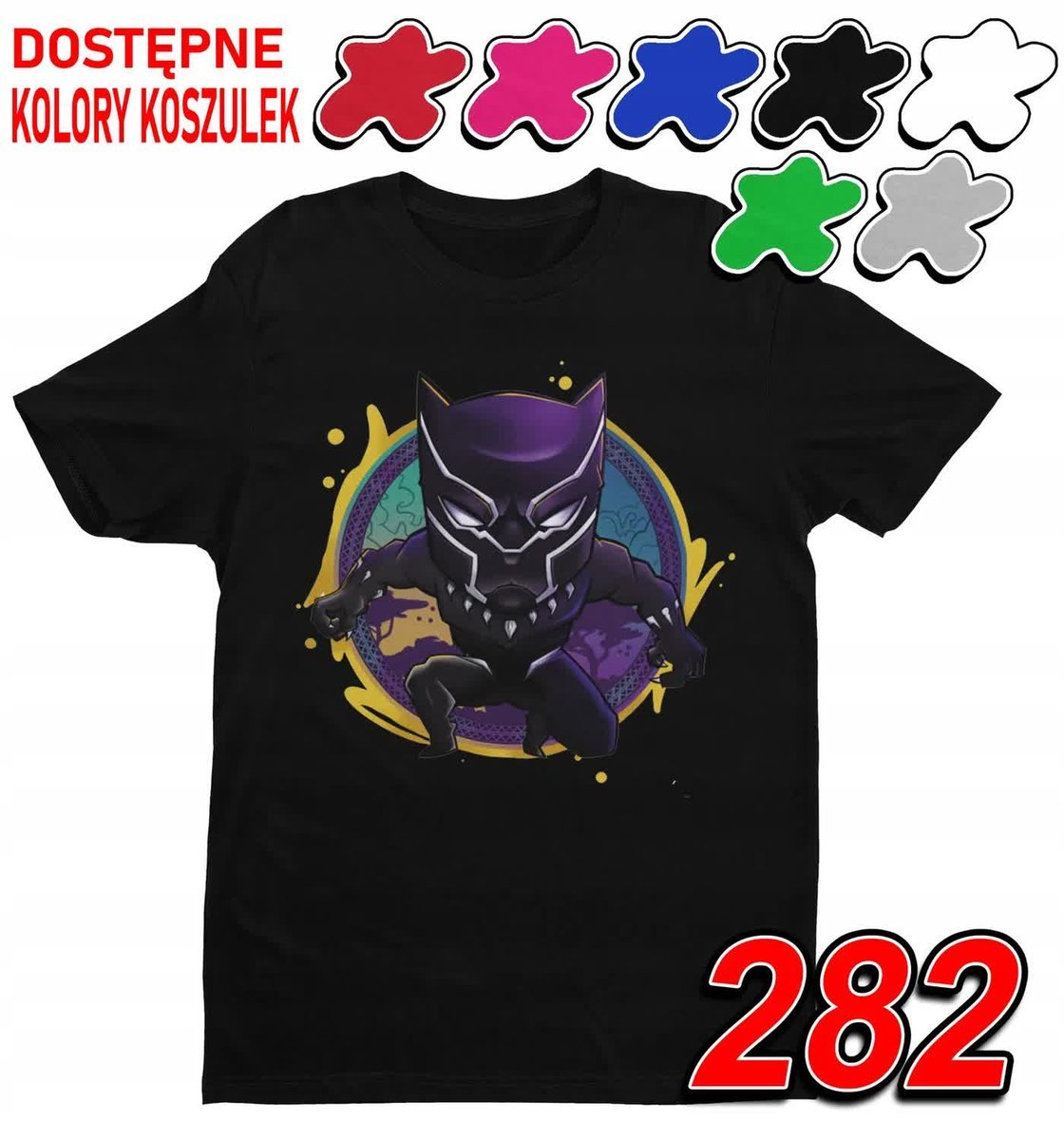 Dziecięca Koszulka Z Nadrukiem Avengers Czarna Pantera Kot - L 146-152