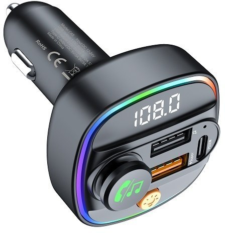 Devia transmiter FM Smart Bluetooth MP3 ładowarka samochodowa PD 30W 1x USB-C 2x USB 3A czarny