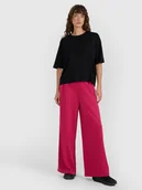 Spodnie sportowe damskie - 4F Spodnie dresowe z szerokimi nogawkami damskie - różowe XL - miniaturka - grafika 1