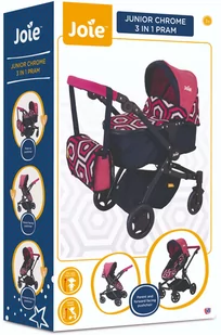 Joie Junior Chrome 3w1 Pram Wózek dla lalek z torbą - Wózki dla lalek - miniaturka - grafika 1