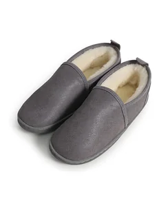 Kaiser Naturfellprodukte H&L Kapcie wełniane "Helsinki" w kolorze szarym - Kapcie damskie - miniaturka - grafika 1