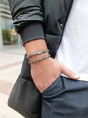 Bransolety męskie - Bransoleta Męska Labradoryt I Hematyt - L (19-20cm) - miniaturka - grafika 1