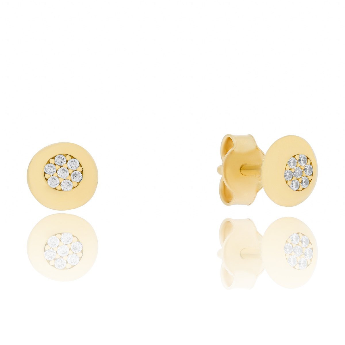 Złote kolczyki okrągłe z cyrkoniami sztyfty pr.333