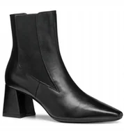 Botki damskie - GEOX BOTKI DAMSKIE CZARNE KLASYCZNE GŁADKIE ZE SKÓRĄ 38 JŁA - miniaturka - grafika 1