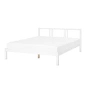 Łóżka - Beliani Łóżko drewniane 140 x 200 cm białe VANNES - miniaturka - grafika 1