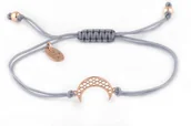 Bransoletki - Bransoletka "Szary Sznurek Z Księżycem W Kolorze Rose Gold" - miniaturka - grafika 1