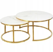 Ławy i stoliki kawowe - Ława Portafino A fi60/45cm Złoty/Biały Połysk Nowoczesna Salon - miniaturka - grafika 1