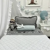 Koce i narzuty dla dzieci - PIKOWANA NARZUTA 140x200cm BIAŁA W SZARE KROPKI - miniaturka - grafika 1