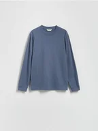 Koszulki męskie - Reserved - Bawełniany longsleeve - granatowy - miniaturka - grafika 1