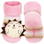 Skarpetki dla dzieci - Skarpetki niemowlęce różowe SOXO z grzechotką 3D jeż - 16–18 - miniaturka - grafika 1