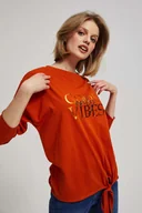 Bluzki damskie - Bluzka Z Napisem I Wiązaniem -38 - miniaturka - grafika 1