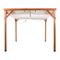 Kratki i pergole - BLmeble Pawilon ogrodowy VILLAROSA Drewno jodłowe 320 cm 380 cm Brązowy/ beżowy B598986 - miniaturka - grafika 1