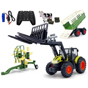 Zdalnie Sterowany Traktor Na Pilota Z Przyczepą I Zgarbiarką I Akcesoriami - Zabawki zdalnie sterowane - miniaturka - grafika 1