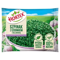 Mrożonki warzywne i owocowe - Hortex Szpinak z czosnkiem i solą morską 400 g - miniaturka - grafika 1
