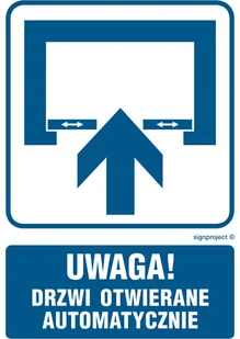 RB013 UWAGA! DRZWI OTWIERANE AUTOMATYCZNIE, FN - FOLIA SAMOPRZYLEPNA; (500X750MM) - Systemy ekspozycyjne i znaki informacyjne - miniaturka - grafika 1